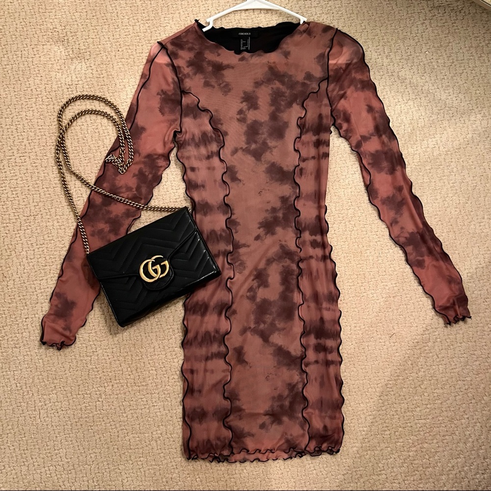 Forever 21 Brown Long Sleeve Bodycon Dress size S